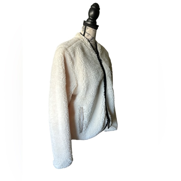 NWT STOIC Off White Full Zip Sherpa Fuzzy Soft Bomber Jacket - Size Large - Picture 5 of 15